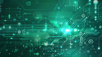 Sea green color cyber and tech background