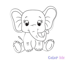 Color Me, Coloring page for kids with cute cartoon printable worksheet vector illustration