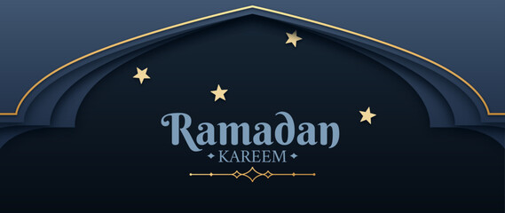 Ramadan Kareem's backdrop is very simple. The silhouette of an isolated window on a dark background with golden stars