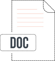 Fototapeta premium DOC file format icon dashed outline