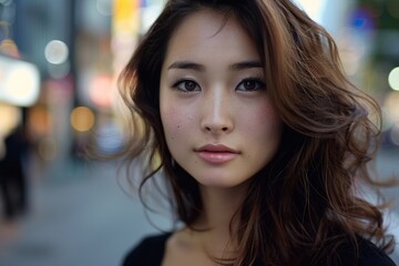 Obraz premium beautiful asian young woman on the street in tokyo at, in the style of luminous portraits, glamour make-up, wavy --ar 125:83 --stylize 50 --v 6 Job ID: ad95af0b-89d7-40f2-93a5-4bacc910233e