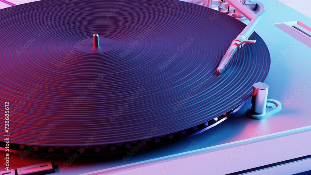 Aufkleber this 3d illustration showcases a vinyl record player with vibrant colors, adding a modern and colorf
