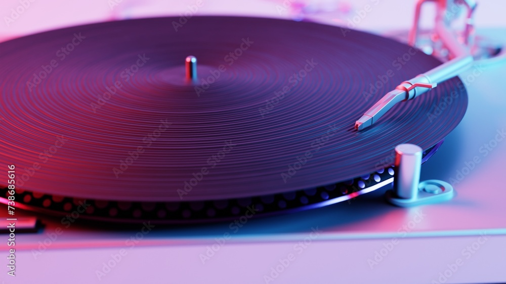 Aufkleber this 3d illustration showcases a vinyl record player with vibrant colors, adding a modern and colorf