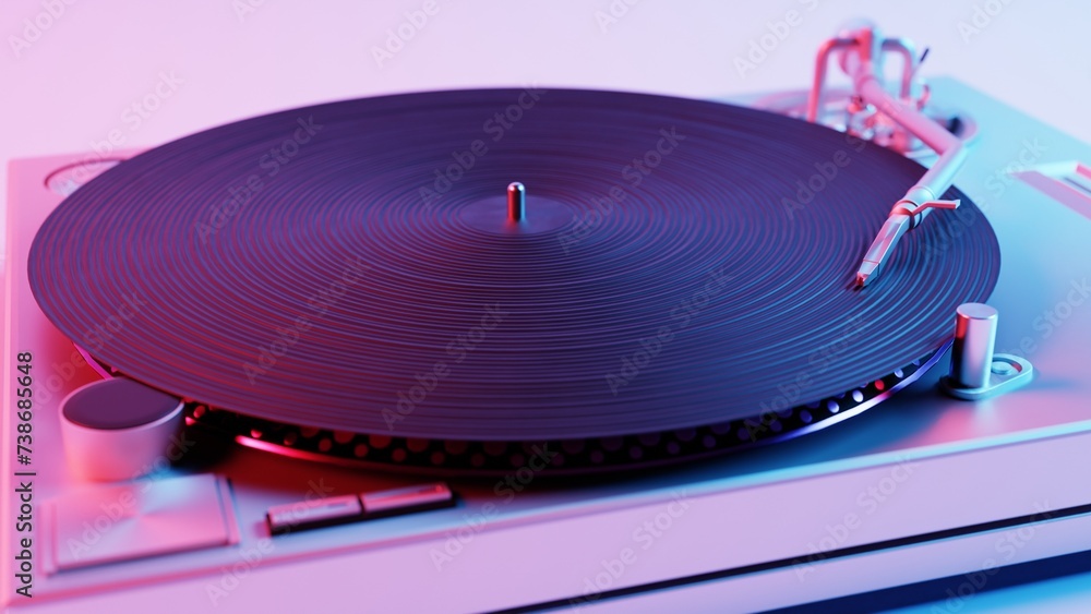 Aufkleber this 3d illustration showcases a vinyl record player with vibrant colors, adding a modern and colorf