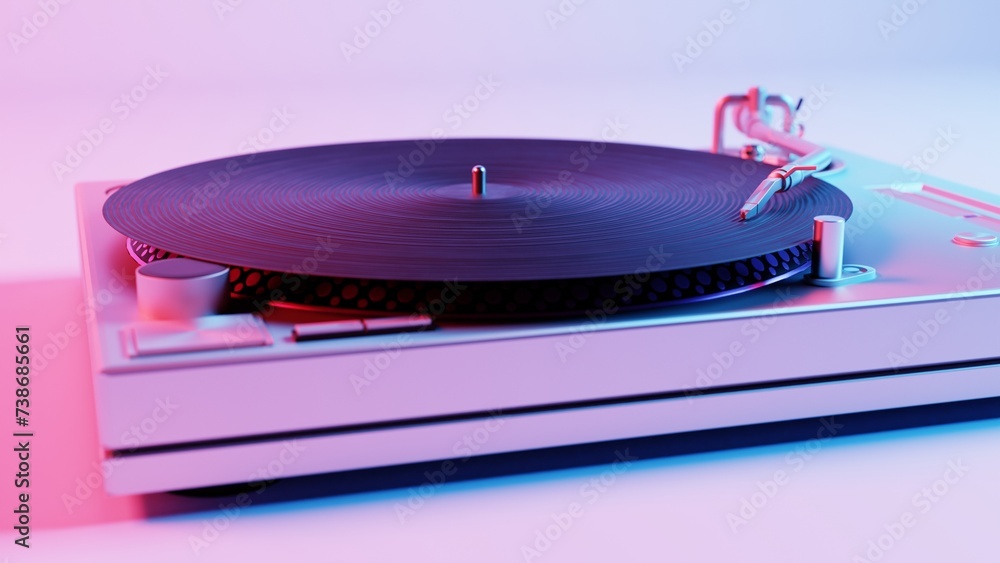 Aufkleber this 3d illustration showcases a vinyl record player with vibrant colors, adding a modern and colorf