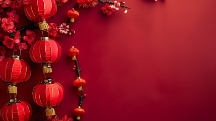 Chinese new year festive background with red decoration
