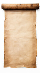 An old parchment sheet with a wooden roll as a mockup template 