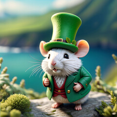 Forest Peddler: Leprechaun's Secret Wares Await Discovery amidst the Enchanted Woods; a hamster - obrazy, fototapety, plakaty