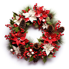 Fototapeta na wymiar doodle Christmas wreath decoration. isolated on white background
