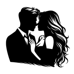 Silhouette of a loving couple in love. Vector illustration