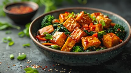 Vegetarian Stir-Fry: A colorful stir-fry with a variety of fresh vegetables, tofu, and a flavorful sauce.