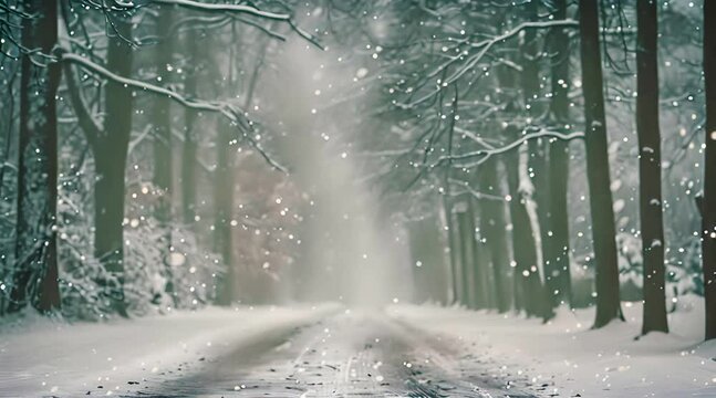Winter image as it slowly snows, beautiful moment, Generative AI