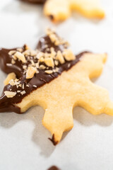 Making Cutout Sugar Cookies, Chocolate-Dipped, Hazelnut-Sprinkled
