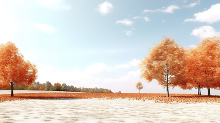 Isolated on a background of pure white, an autumn landscape