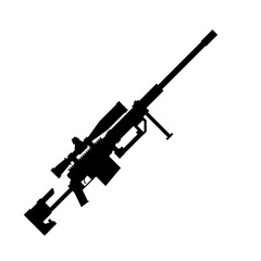 Sniper rifle silhouette icon vector. Sniper gun silhouette for icon, symbol or sign. Sniper icon vector for weapon, military, army, arsenal or war