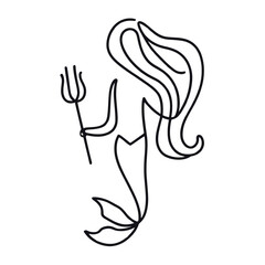 Beautiful mermaid doodling vector illustration