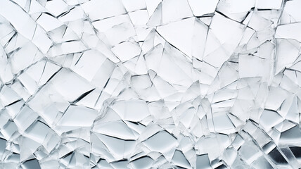 isolated background of broken glass textures on a white background - obrazy, fototapety, plakaty