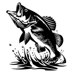 Naklejka premium large bass fish in the mount jumping from the water
