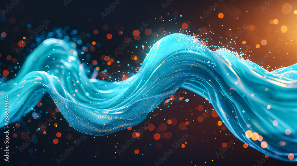 Poster glowing light stream: dynamic abstract background with smooth curves and bright colors, perfect for 