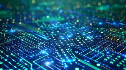 Fototapeta na wymiar Abstract Circuit Board Technology Design Background With Glowing Elements