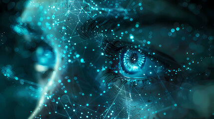 Futuristic Digital Eye Close-Up of a Person With Artificial Intelligence Concept