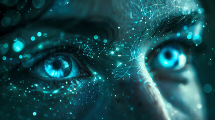 Futuristic Digital Eye Close-Up of a Person With Artificial Intelligence Concept