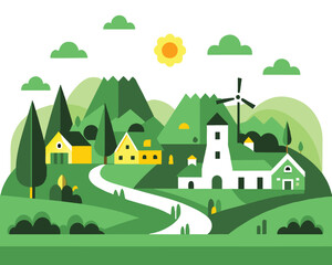 Fototapeta premium houses on the hill background. Generative AI