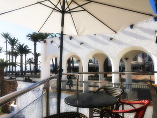 terrace next to Calahonda beach in Nerja, Malaga, Andalusia, Spain,