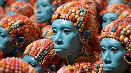 an army of bodies made of beads