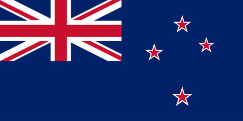 Close-up of red, white and blue national flag of Oceanian country of New Zealand. Illustration made February 17th, 2024, Zurich, Switzerland.