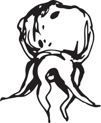 Hand drawn black rosehip. Vintage rosehip, great design for any purposes.