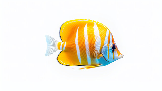 Fish with a copperband butterfly isolated against a stark white background