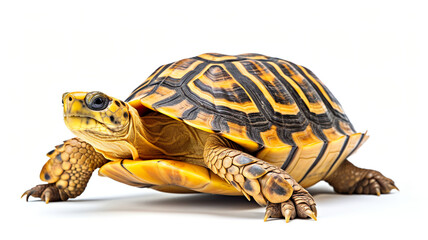 Obraz premium Isolated Cuora amboinensis turtle against a stark white backdrop