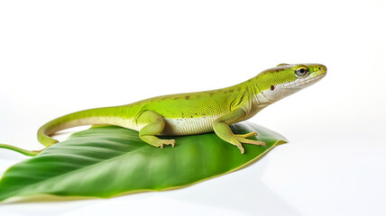 Naklejka premium Green leaves and the skin of an emerald tree isolated on a white background