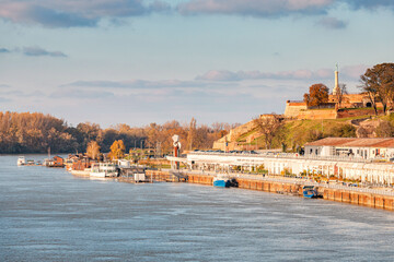 Belgrade's panoramic skyline features historic landmarks and scenic river views along the Danube...