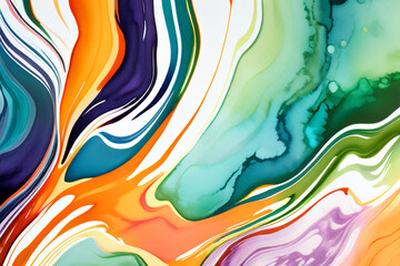 Closeup of abstract watercolor paint background texture with liquid fluid marbled paper texture banner texture. Generative AI (생성형 AI)