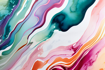 Fototapeta premium Closeup of abstract watercolor paint background texture with liquid fluid marbled paper texture banner texture. Generative AI (생성형 AI)
