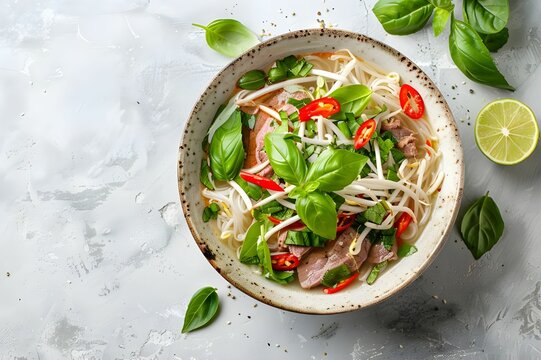 Authentic Vietnamese Beef Pho with Fresh Herbs