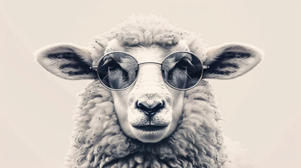 Stylish sheep posing in sunglasses.