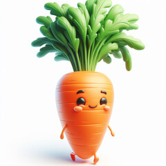 3D funny cartoon of a carrot. Agriculture and healthy food. AI generated 