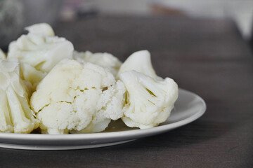 Cauliflower close up on plate.