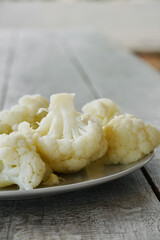 Cauliflower close up on plate.
