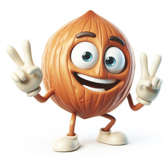 Fototapeta premium 3D funny cartoon of a walnut. Agriculture and healthy food. AI generated