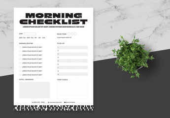 White and Black Morning Checklist Planner