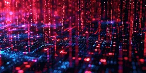 Futuristic technology abstract glowing background with lines for network, big data, data center, server, internet, speed. Abstract neon lights in technology tunnel.