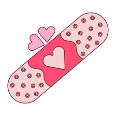 Heart tape plaster concept flat design style. Plaster on heart