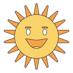 Simple orange sun on white background