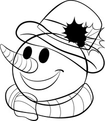 Cheerful snowman with festive hat