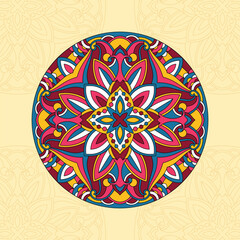 Floral round mandala vector illustration colorful design