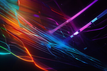 Colorful Abstract background with interlaced digital glitch and distortion effect. Futuristic cyberpunk design. Retro futurism, webpunk, cyberpunk aesthetic techno neon colors.